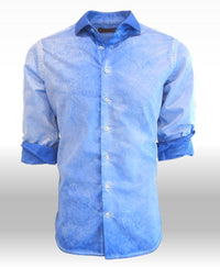 How sharp is this !!!!!!!!!
Garment dyed beautiful shades of blue.
This very classy, handsome shirt is washed with a slightly darker blue on the collar and cuffs to add
it's own originality to this great classic style. 
Crisp, Cool and 100% fine cotton.  
Soft relaxed Collar
You will look great anytime of day or evening for casual or dress