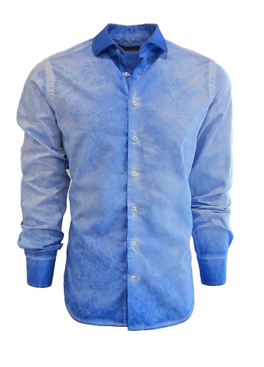 How sharp is this !!!!!!!!!
Garment dyed beautiful shades of blue.
This very classy, handsome shirt is washed with a slightly darker blue on the collar and cuffs to add
it's own originality to this great classic style. 
Crisp, Cool and 100% fine cotton.  
Soft relaxed Collar
You will look great anytime of day or evening for casual or dress