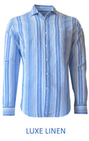 Georg Roth Los Angeles 25044 Long Sleeve Blue White Stripe Lux Linen