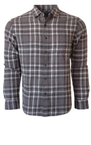 Soft flannel in Charcoal & Black plaid, is great alone or as an over shirt worn open. 
1 Breast  Pocket
True to Size
100 Cotton
Machine wash cold and lay flat to dry
Dry Clean is okay