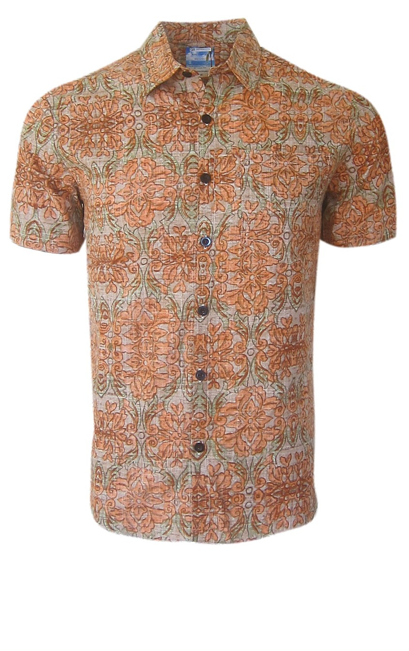 Georg Roth Los Angeles short sleeve button up Men Shirt Melon & Sand 28007