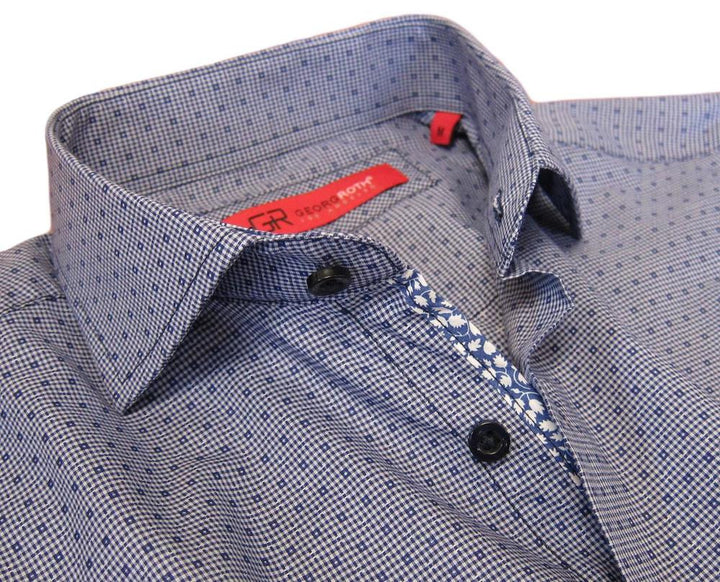 Georg Roth Los Angeles long sleeve button up Men Shirt Blue mini print