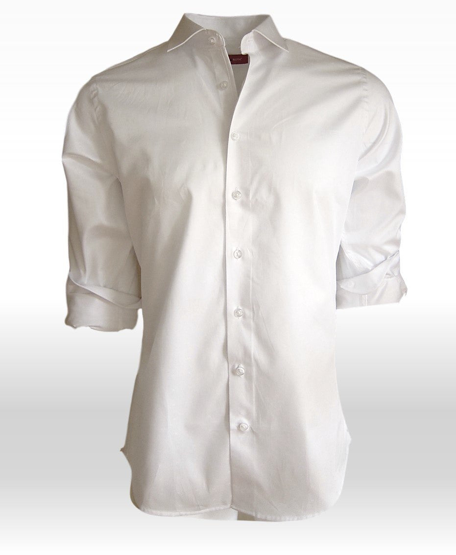 Georg Roth Los Angeles long sleeve button up Men Shirt white ton on ton 34007