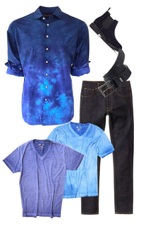 For the Georg Roth collector, you will love the look and fabrication of our special crystal dyed print. Stunning shades of blues make this your perfect denim companion. Casual and worn open with a Georg Roth Tee, or elegant under a jacket. A work of art, guaranteed to bring you many compliments....A shirt like no other!!
100% Pima Cotton, Super Soft