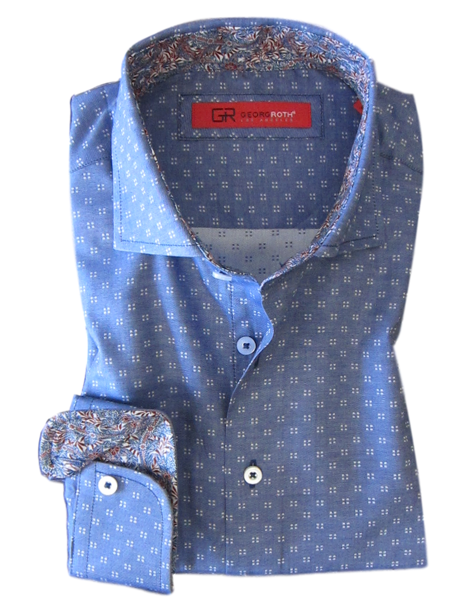 Crisp and cool - easy going pattern with a floral pattern in the cuffs and collar stand. Perfect companion for Khakis and denim. Dress up or laid-back casual the Monarch Beach is  soft and comfortable with athe perfect fit.
100 PIMA COTTON
Machine wash or dry clean