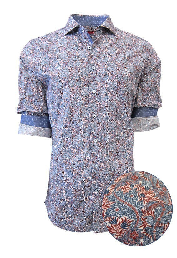 A rich and sophisticated floral on a super soft cotton. Stylish fun with jeans and khakis . Our amazing fit and style lets you wear this gem anywhere, anytime day into evening.
100% Cotton
Machine wash or Dry Clean