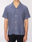 DL1961 Short Sleeve Button Up Men Shirt Hugh Shirt Slate Blue Linen