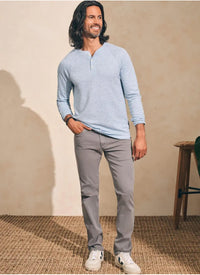 Faherty Long-Sleeve Newport Cloud Henley - Light Blue Heather