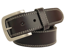 Label: Georg Roth Los Angeles
True Brown Belt with a saddle stitch is very cool with denims. 
What size belt should I get?
If you pant is size 32 you should get belt size 34
If you pant is size 34 you should get belt size 36 and so on...
100% Genuine Leather
Made in Germany