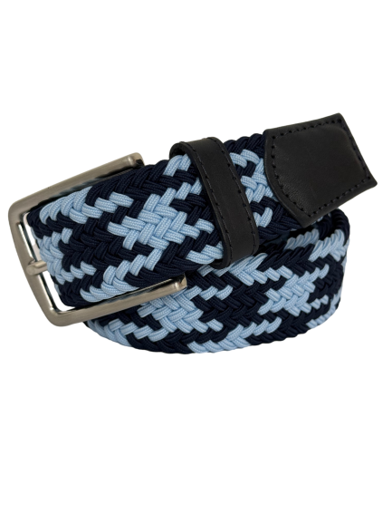 "Hole In 1" Mens Golf Stretch Belt 2000 Navy Lt. Blue