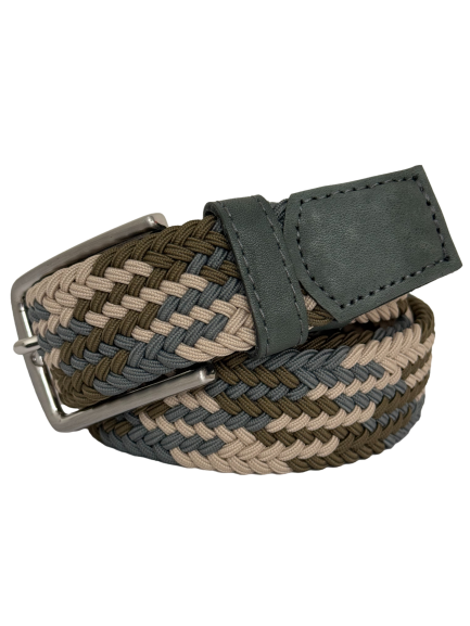 "Hole in 1"  Mens Golf Stretch Belt 2001 Sand Olive Grey