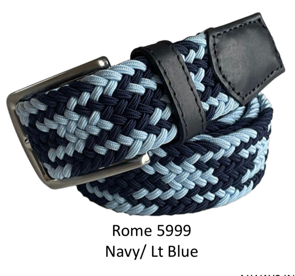 Georg Roth Los Angeles Mens Stretch Belt Golf Belt Rome-5999 Navy Lt. Blue