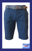 MENS CHINO SHORTS W/ STRETCH - NAVY SH-5007-Inseam 11"