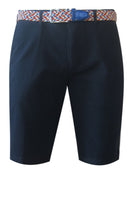 MENS CHINO SHORTS W/ STRETCH-Seersucker-Blue SH-5107-Inseam 11"