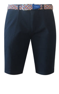 MENS CHINO SHORTS W/ STRETCH-Seersucker-Blue SH-5107-Inseam 11"