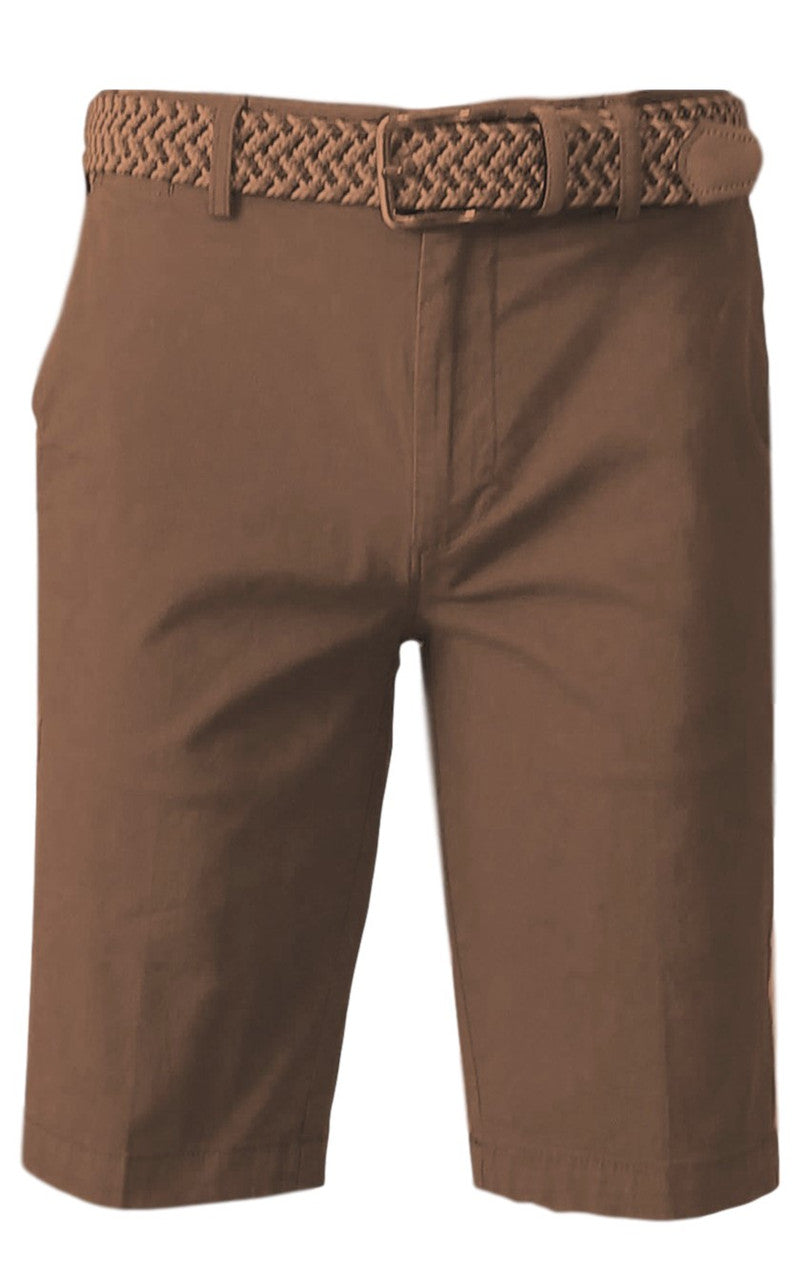 MENS CHINO SHORTS W/ STRETCH-COGNAC-SH-8027-INSEAM 11"