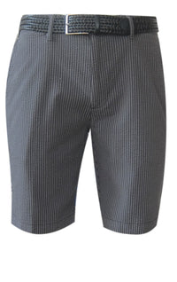 MENS CHINO SHORTS W/ STRETCH-Seersucker-Black/Grey SH-9307-11" Inseam