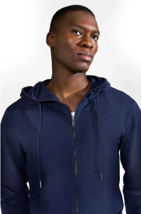 Bread & Boxers Zip Hoodie - Navy Blue