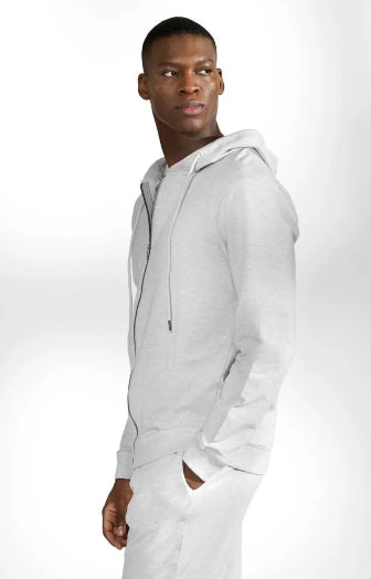 Bread & Boxers Zip Hoodie - Light Grey Melange