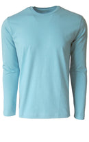 Georg Roth Los Angeles - Luxury Crew-Neck Long Sleeves Pima Cotton Mens T-shirt TCLS-5632 Aqua