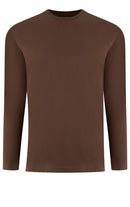 Georg Roth Los Angeles - Luxury Crew-Neck Long Sleeves Pima Cotton Mens T-shirt TCLS-80532 Chocolate