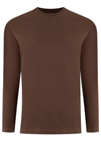 Georg Roth Los Angeles - Luxury Crew-Neck Long Sleeves Pima Cotton Mens T-shirt TCLS-80532 Chocolate