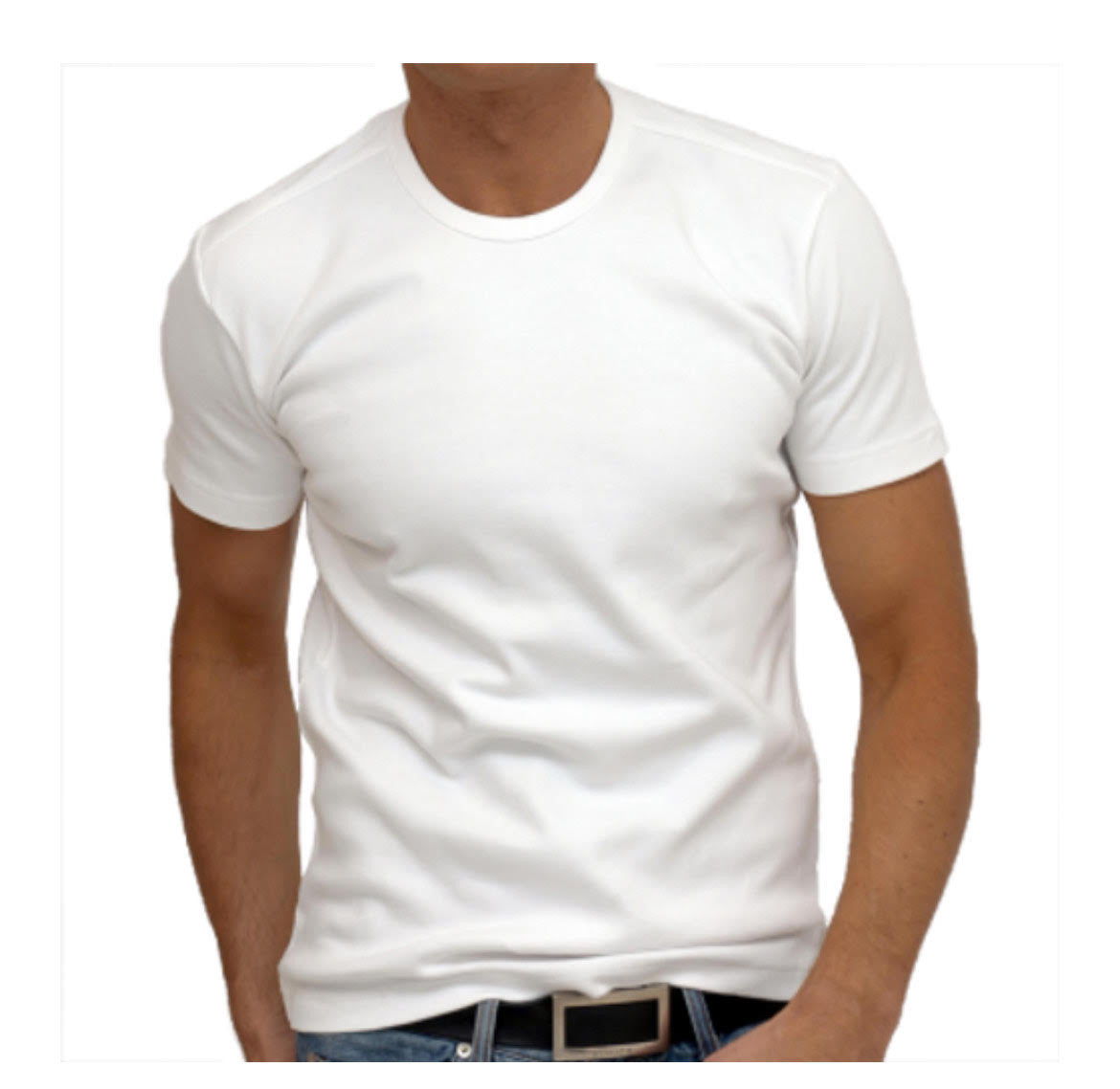 Luxury Crew-Neck Short Sleeves Pima Cotton Mens Tshirt White TCSS-1013