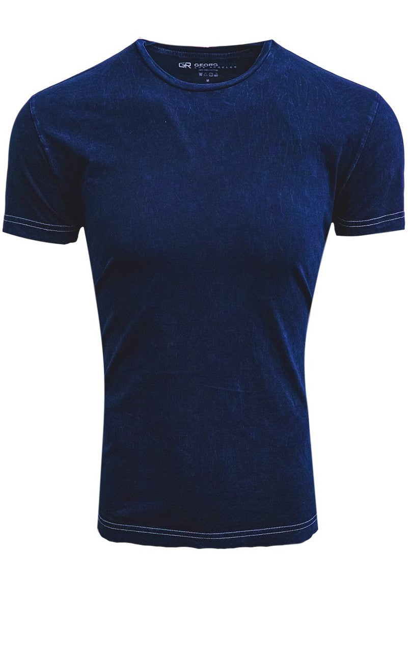 Luxury Crew Neck Short Sleeves Pima Cotton Mens T-shirt Garment Dyed Colors