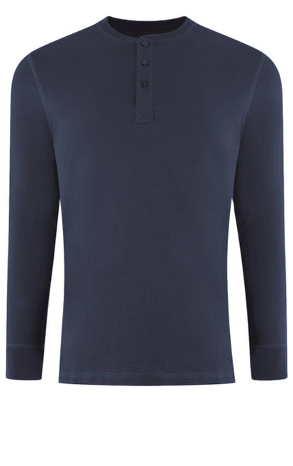 Georg Roth Los Angeles - Luxury Henley Long Sleeves Pima Cotton THLS-5013 Navy