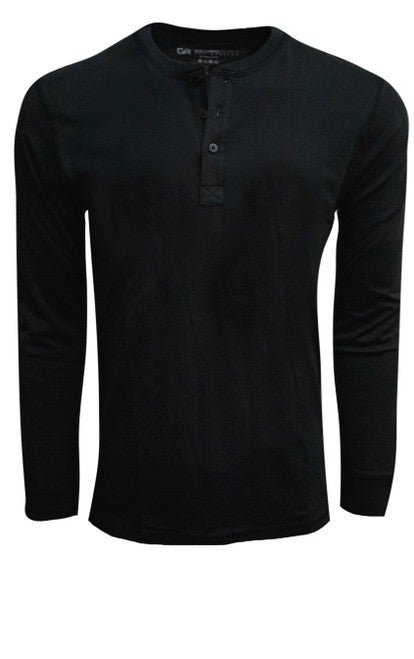 Georg Roth Los Angeles - Luxury Henley Long Sleeves Pima Cotton THLS-9004 Black