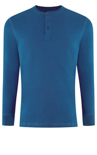 Georg Roth Los Angeles - Luxury Henley Long Sleeves Pima Cotton THLS-5064- Sapphire