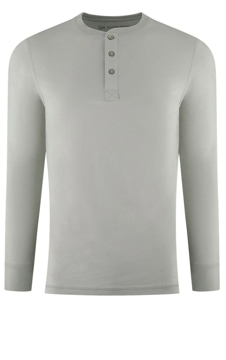 Georg Roth Los Angeles - Luxury Henley Long Sleeves Pima Cotton THLS-7014 Cement