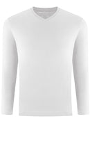 Georg Roth Los Angeles - Luxury V-Neck Long Sleeves Pima Cotton Mens T-shirt White TVLS-1013