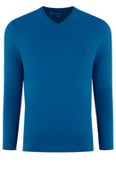 Georg Roth Los Angeles - Luxury V-Neck Long Sleeves Pima Cotton Mens T-shirt Sapphire TVLS-50631