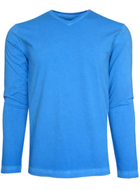 Georg Roth Los Angeles - Luxury V-Neck Long Sleeves Pima Cotton Mens T-shirt Royal TVLS-5331