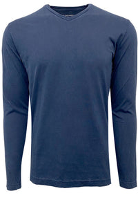 Georg Roth Los Angeles - Luxury V-Neck Long Sleeves Pima Cotton Mens T-shirt Indigo TVLS-5431