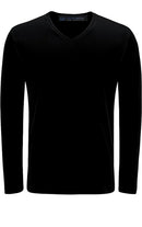 Georg Roth Los Angeles - Luxury V-Neck Long Sleeves Pima Cotton Mens T-shirt Black TVLS-9005