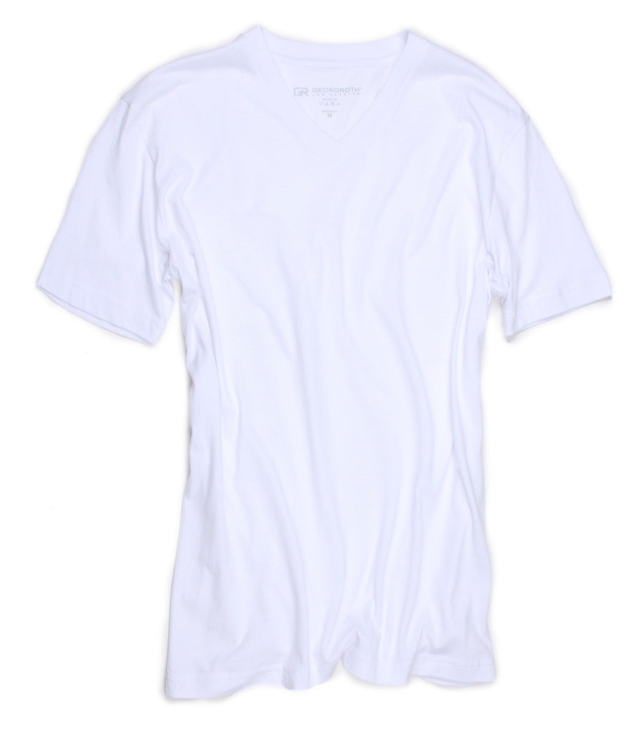 Georg Roth Los Angeles - Luxury V-Neck Short Sleeves Pima Cotton Mens T-shirt Classic Colors